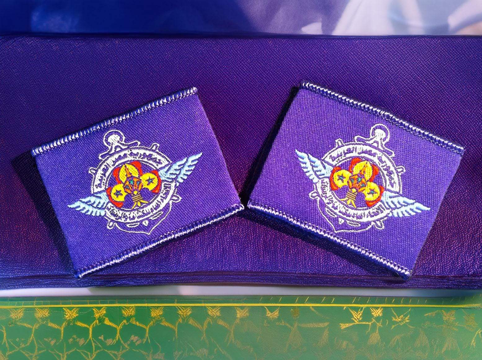 Egyptian Federation Official pair of Stripes in Arabic with Fleur de Lis & Lotus Badge Patch for Uniforms - Boy Scout Collectible Badge